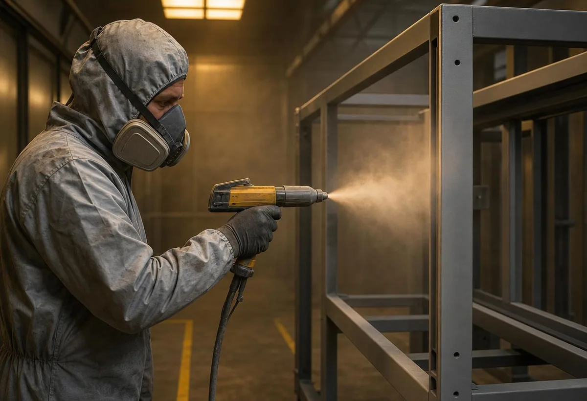 Pintado electrostático al horno sobre estructura metálica